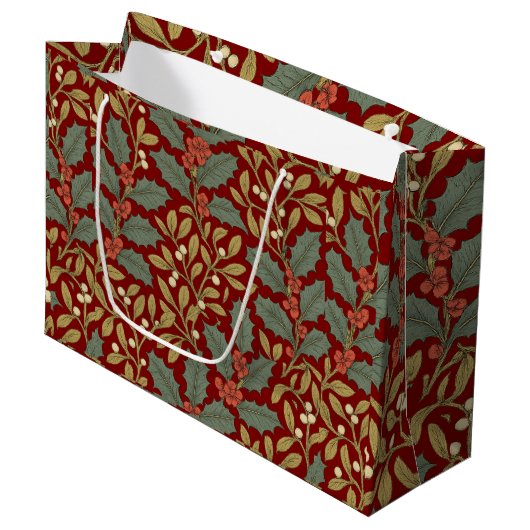 William Morris inspireerde Holly & Mistletoe Groot Cadeauzakje (Voorkant Gekanteld)
