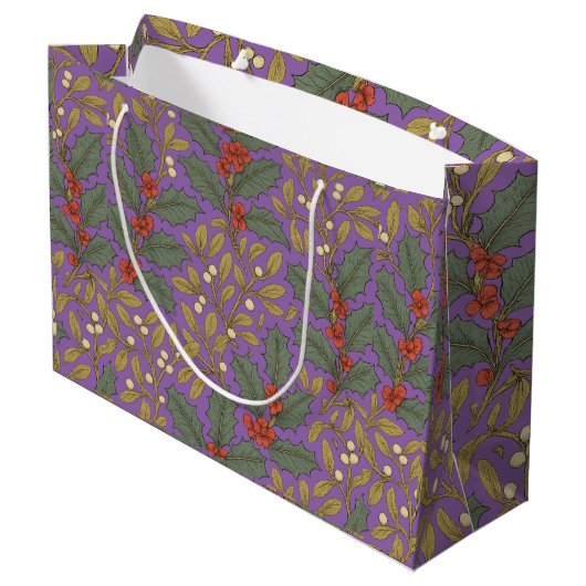 William Morris inspireerde Holly & Mistletoe Groot Cadeauzakje (Achterkant Gekanteld)