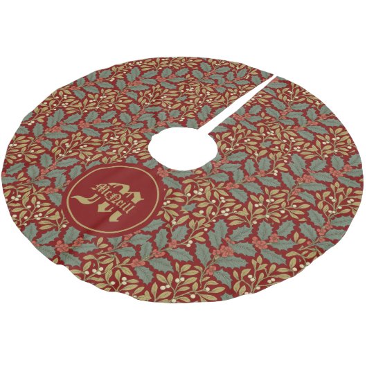 William Morris inspireerde Holly & Mistletoe Kerstboom Rok (Gekanteld)