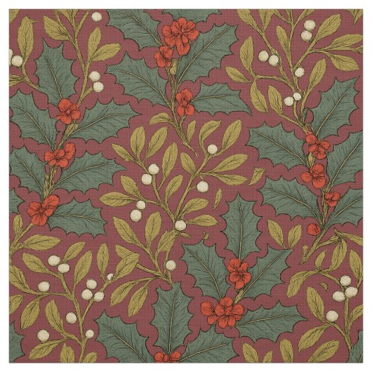 William Morris inspireerde Holly & Mistletoe Stof (Swatch)