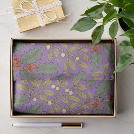 William Morris inspireerde Holly & Mistletoe Tissuepapier (Geschenk)