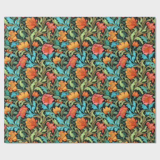 William Morris inspireerde kleurrijke bloemen Cadeaupapier (Vlak)
