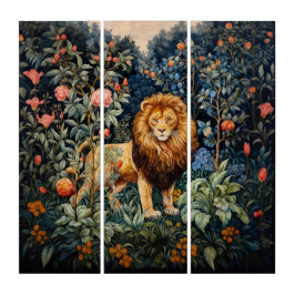 William Morris inspireerde Oerwoud Lion Art Nouvea Drieluik