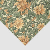 William Morris inspireerde oranje pastelgroene blo Tissuepapier (Detail)