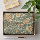 William Morris inspireerde oranje pastelgroene blo Tissuepapier (Geschenk)