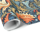 William Morris inspireerde pastel koperen ivoren b Cadeaupapier (Rol Hoek)