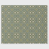 William Morris inspireerde pastelgroen geometrisch Cadeaupapier (Vlak)
