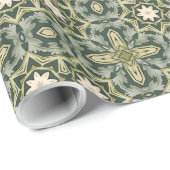 William Morris inspireerde pastelgroen geometrisch Cadeaupapier (Rol Hoek)
