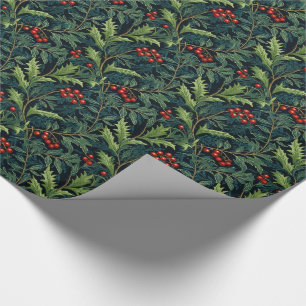 William Morris inspireerde Red Holly Berry Kerstmi Cadeaupapier