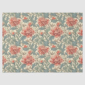 William Morris inspireerde rode salie groen roze Tissuepapier (Voorkant)