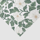 William Morris inspireerde witte bloemen groen Tissuepapier (Detail)