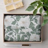 William Morris inspireerde witte bloemen groen Tissuepapier (Geschenk)