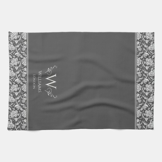 William Morris Inspo Houtskool Grijs Bloemen Custo Theedoek (Horizontaal)