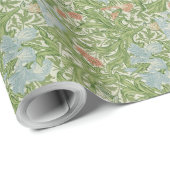 William Morris Iris Bloemen Blauw gebladerte Vogel Cadeaupapier (Rol Hoek)