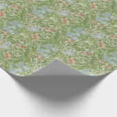 William Morris Iris Bloemen Blauw gebladerte Vogel Cadeaupapier (Hoek)