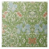 William Morris Iris Bloemen Blauw gebladerte Vogel Tegeltje (Voorkant)