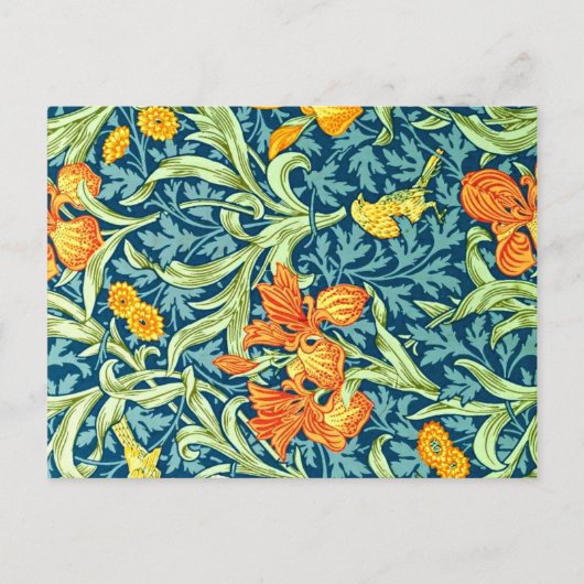 William Morris - Iris,  bloempatroon Briefkaart (Voorkant)
