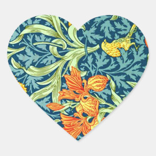 William Morris - Iris, bloempatroon Hart Sticker