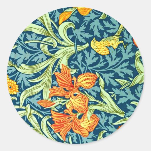 William Morris - Iris, bloempatroon Ronde Sticker (Voorkant)