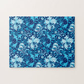 William Morris Iris en Lelie, Indigo Blauw & Wit Legpuzzel (Horizontaal)