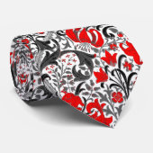 William Morris Iris en Lelie, Zwart, Wit en Rood Stropdas (Opgerold)