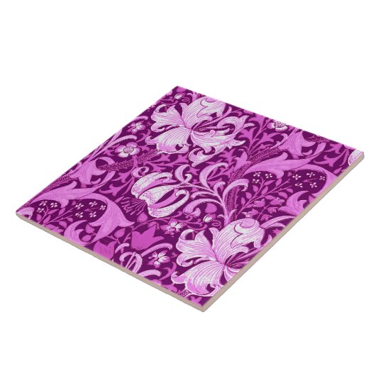 William Morris Iris en Lily, Amethyst Paars Tegeltje (Zijkant)