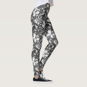 William Morris Iris en Lily, Black en White Leggings