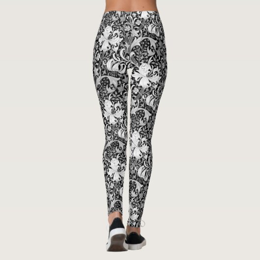 William Morris Iris en Lily, Black en White Leggings (Achterkant)