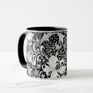 William Morris Iris en Lily, Black en White Mok