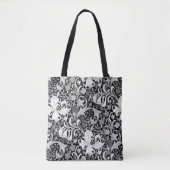 William Morris Iris en Lily, Black en White Tote Bag (Voorkant)