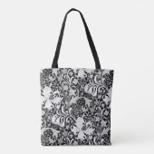 William Morris Iris en Lily, Black en White Tote Bag (Achterkant)