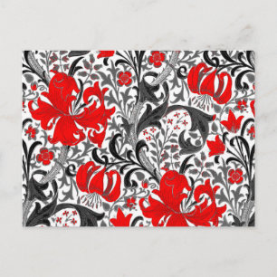 William Morris Iris en Lily, Black, White en Red Briefkaart