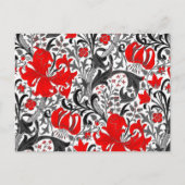 William Morris Iris en Lily, Black, White en Red Briefkaart (Voorkant)