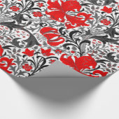William Morris Iris en Lily, Black, White en Red Cadeaupapier (Hoek)