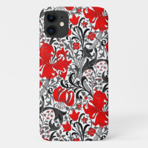 William Morris Iris en Lily, Black, White en Red Case-Mate iPhone Case
