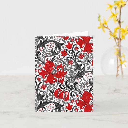 William Morris Iris en Lily, Black, White en Red Kaart (Gele Bloem)