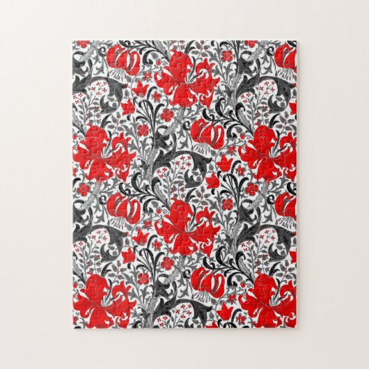 William Morris Iris en Lily, Black, White en Red Legpuzzel (Verticaal)