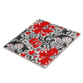 William Morris Iris en Lily, Black, White en Red Tegeltje (Zijkant)