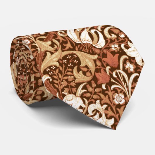 William Morris Iris en Lily, Brown en Tan Stropdas (Opgerold)