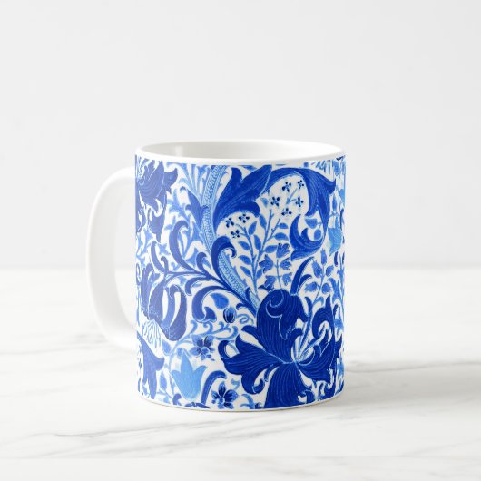 William Morris Iris en Lily, Cobalt Blue Koffiemok (Voorkant links)