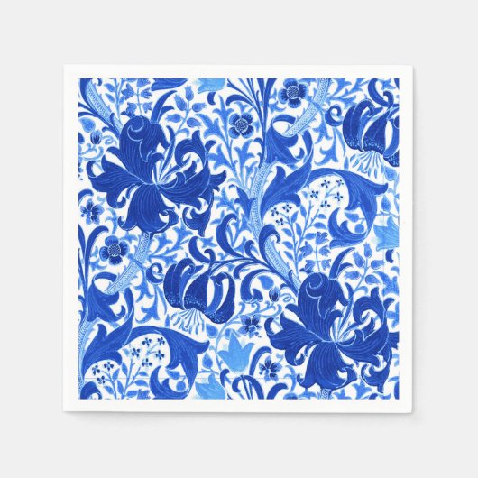 William Morris Iris en Lily, Cobalt Blue Servetten (Voorkant)