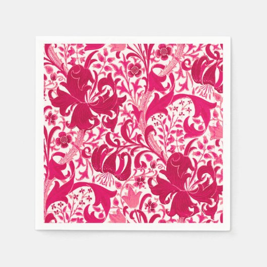 William Morris Iris en Lily, Fuchsia Pink Servetten (Voorkant)