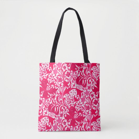 William Morris Iris en Lily, Fuchsia Pink Tote Bag (Voorkant)