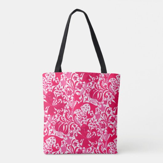William Morris Iris en Lily, Fuchsia Pink Tote Bag (Achterkant)