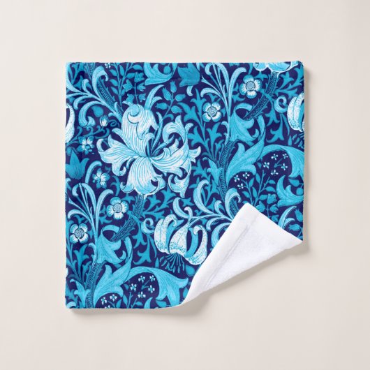 William Morris Iris en Lily, Indigo Blue Bad Handdoek (Wasdoekje)