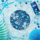 William Morris Iris en Lily, Indigo Blue Papieren Bordje (Feest)