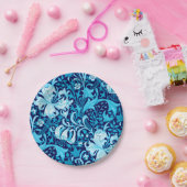 William Morris Iris en Lily, Indigo Blue Papieren Bordje (Feest)