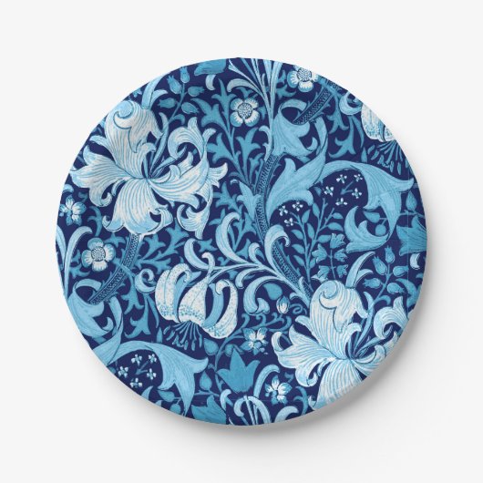 William Morris Iris en Lily, Indigo Blue Papieren Bordje (Voorkant)