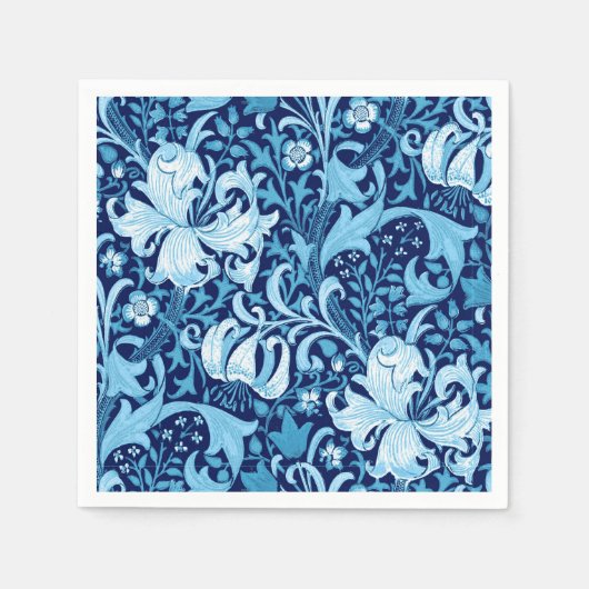 William Morris Iris en Lily, Indigo Blue Servetten (Voorkant)