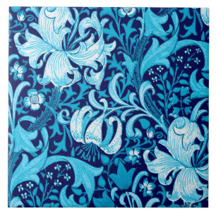 William Morris Iris en Lily, Indigo Blue Tegeltje